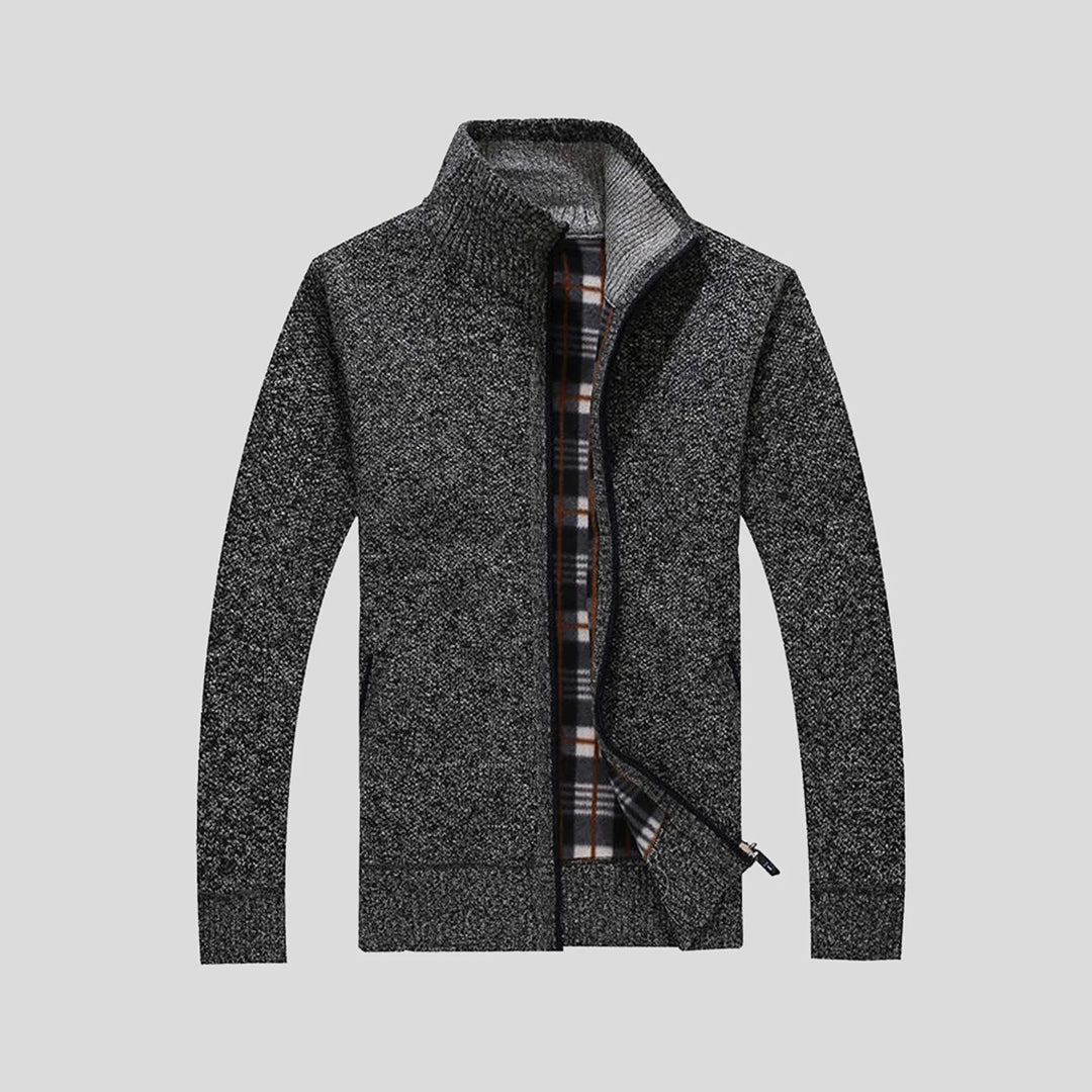 Cozy Mens Zip Up Knitted Sweater