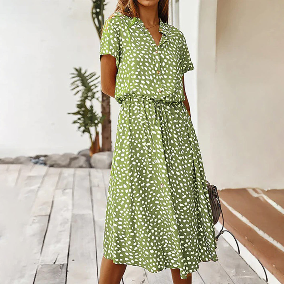 Stylish V Neck Printed Dress for Ladies