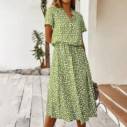 Stylish V Neck Printed Dress for Ladies