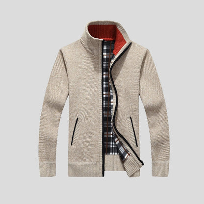 Cozy Mens Zip Up Knitted Sweater