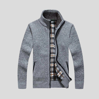 Cozy Mens Zip Up Knitted Sweater