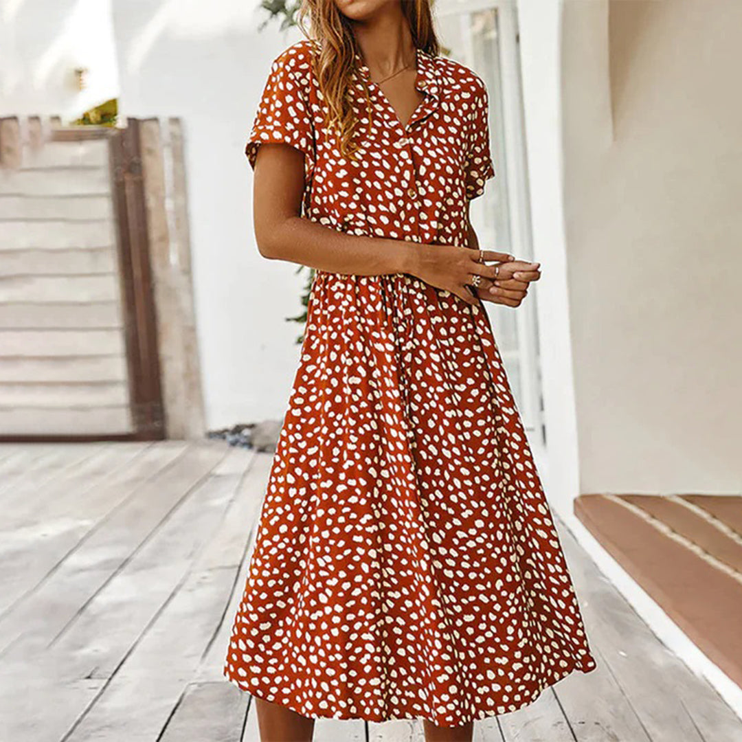 Stylish V Neck Printed Dress for Ladies