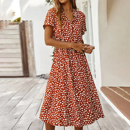 Stylish V Neck Printed Dress for Ladies