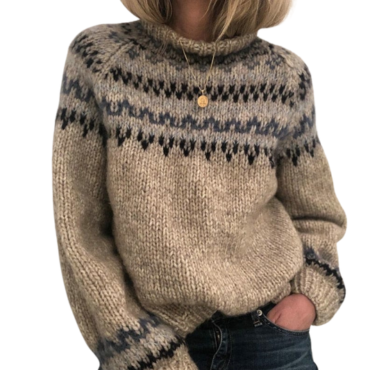 Warm Fair Isle Crew Neck Winter Sweater - ModishWorld