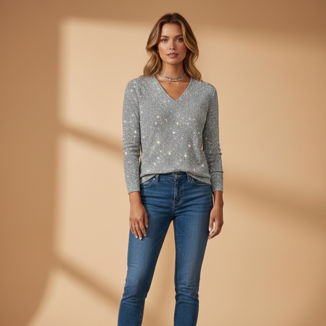 Ladies' Sparkly V-Neck Sweater