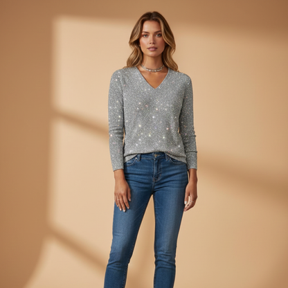 Ladies' Sparkly V-Neck Sweater