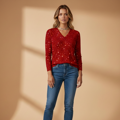 Ladies' Sparkly V-Neck Sweater