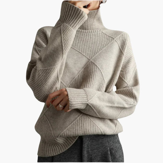 Women's Chic Geometric Turtleneck Sweater - ModishWorld