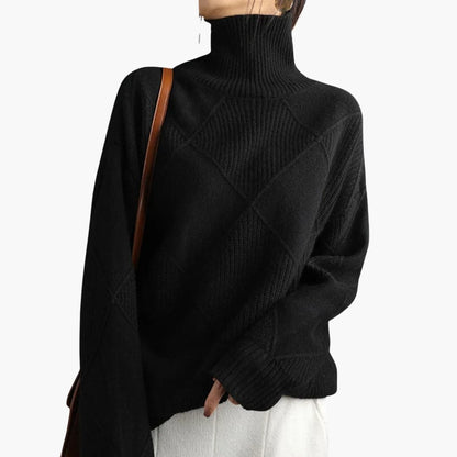 Women's Chic Geometric Turtleneck Sweater