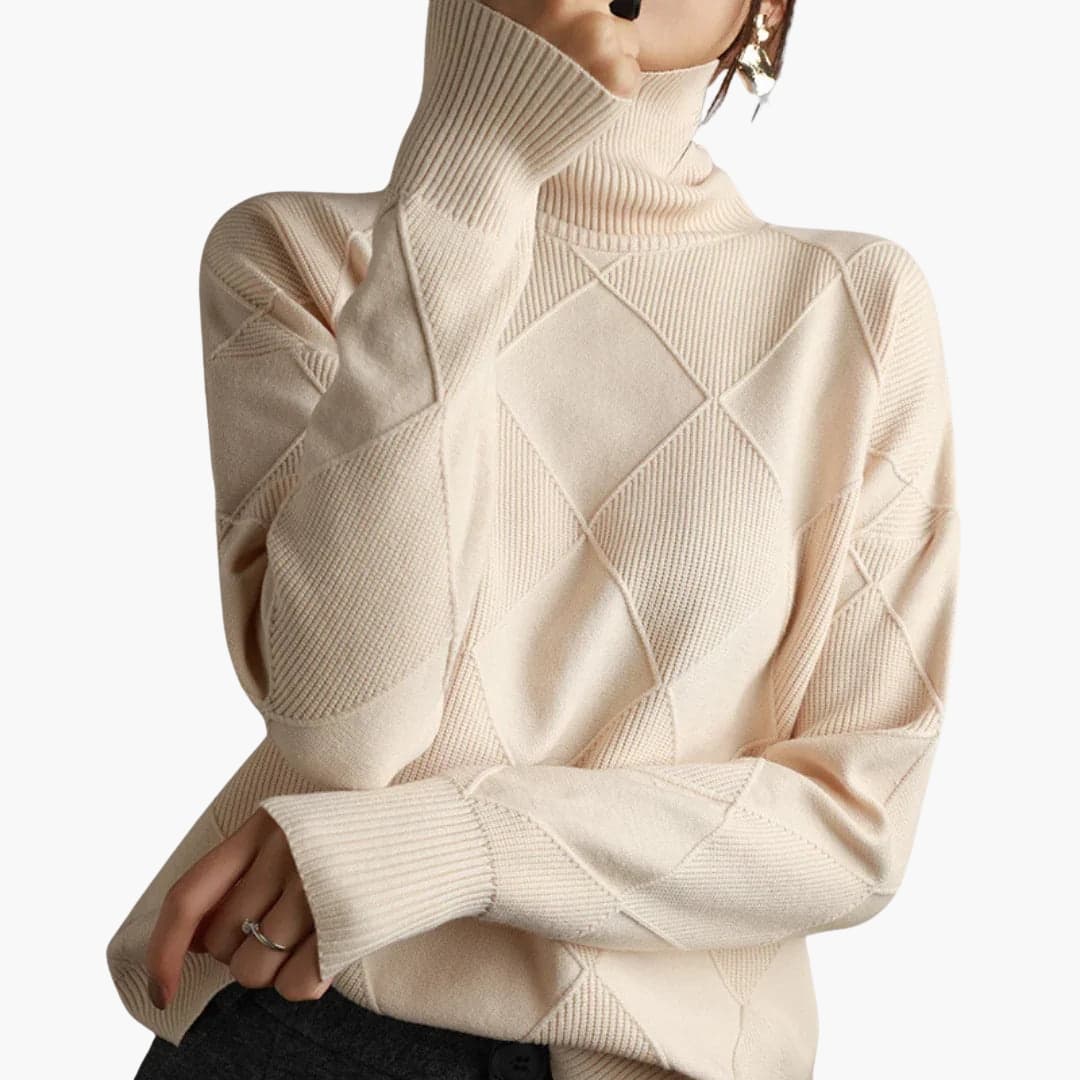 Women's Chic Geometric Turtleneck Sweater