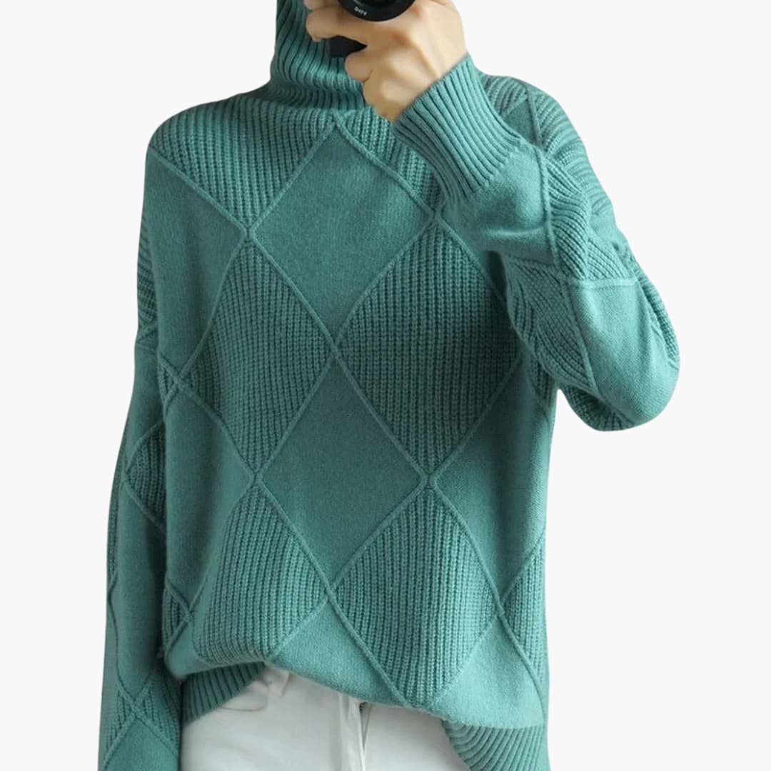 Women's Chic Geometric Turtleneck Sweater
