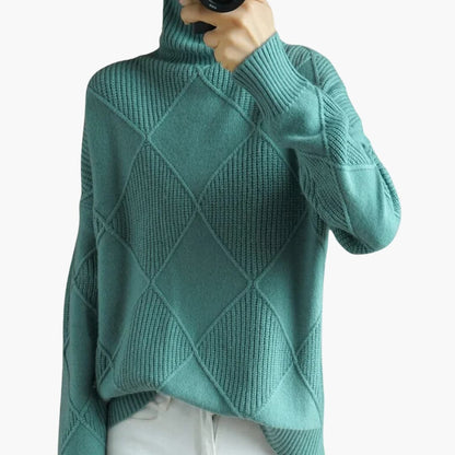 Women's Chic Geometric Turtleneck Sweater