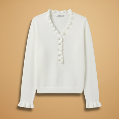 Ladies' Ruffle Neck Button Sweater - Modish World