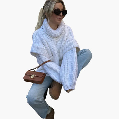 Large Crew Neck Women's Sweater - ModishWorld