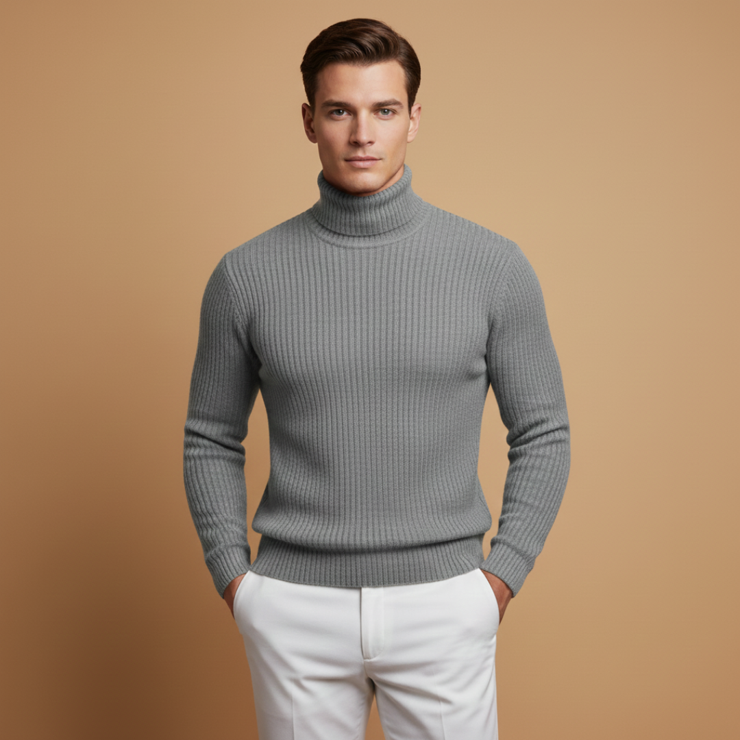 Men's Slim Fit Ribbed Turtleneck Sweater