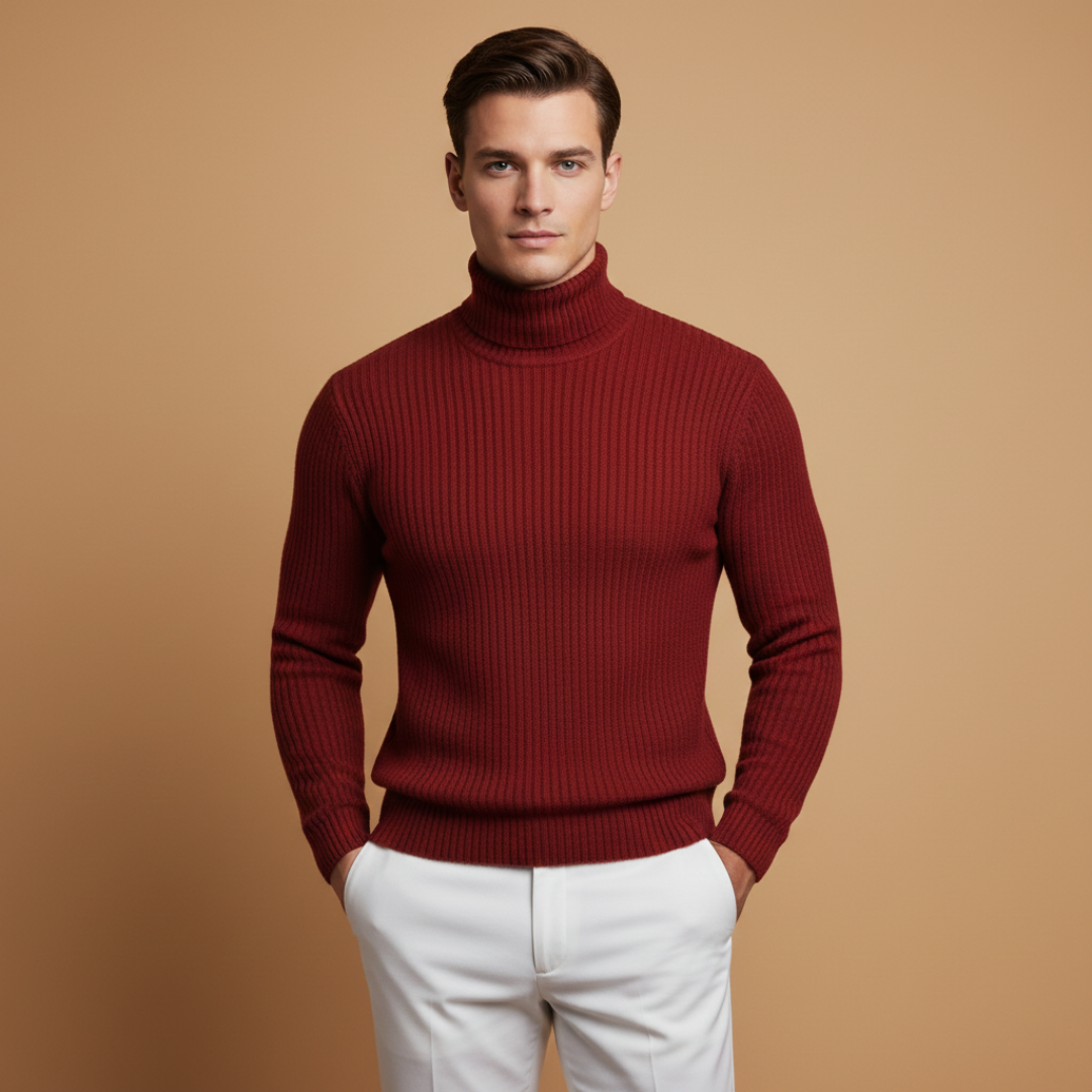 Men's Slim Fit Ribbed Turtleneck Sweater