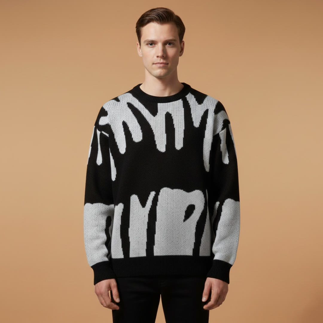 Fashionable Crew Neck Graphic Sweater