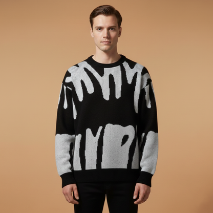 Fashionable Crew Neck Graphic Sweater