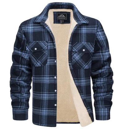Warm Insulated Mens Plaid Coat