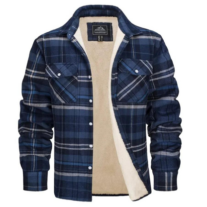 Warm Insulated Mens Plaid Coat