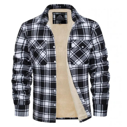 Warm Insulated Mens Plaid Coat