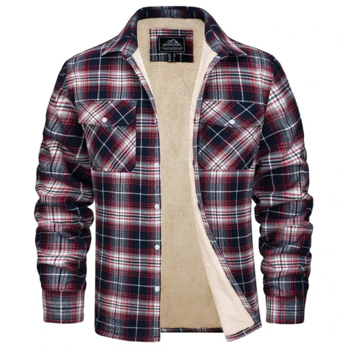 Warm Insulated Mens Plaid Coat