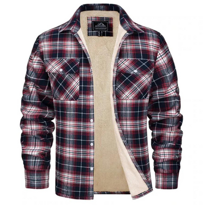 Warm Insulated Mens Plaid Coat