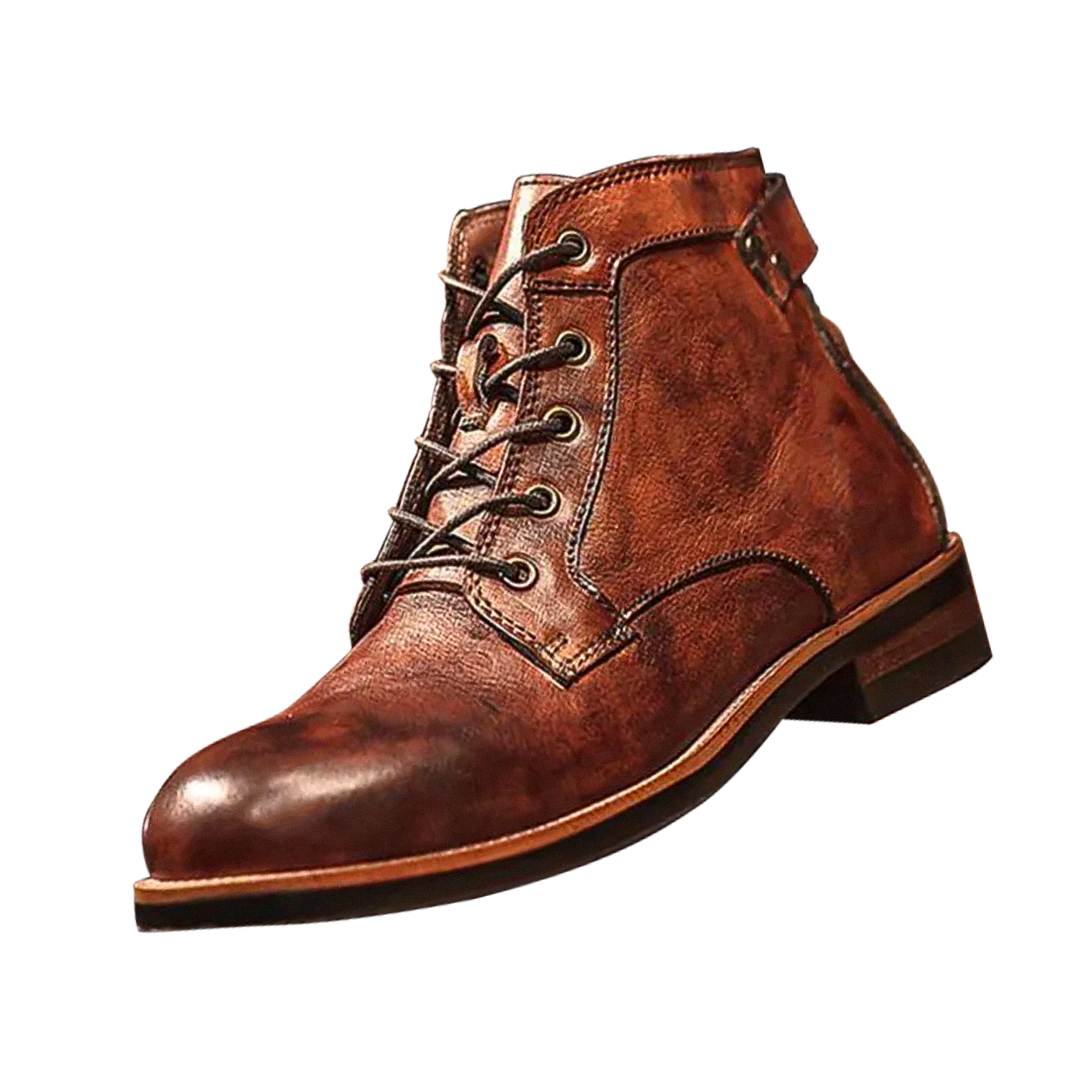 Authentic Men's Brown Leather Ankle Boots