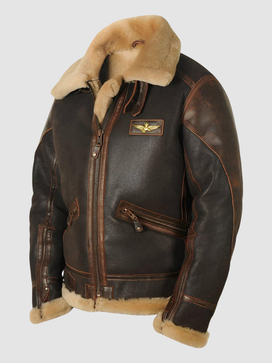 Warm Shearling Leather Coat for Men - ModishWorld