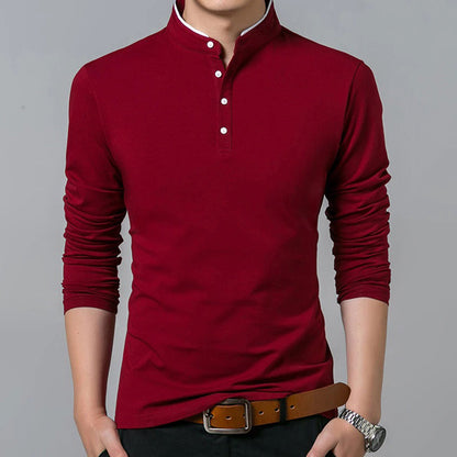 Classic Comfortable Mens Long Sleeve Polo Shirt