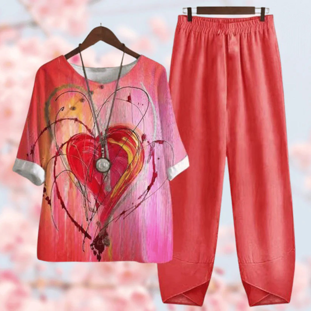 Relaxed Fit Ladies Pants and Top Outfit Set