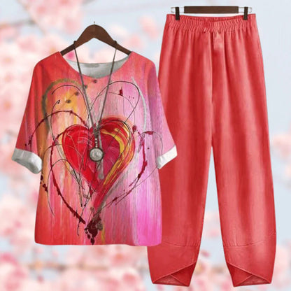 Relaxed Fit Ladies Pants and Top Outfit Set