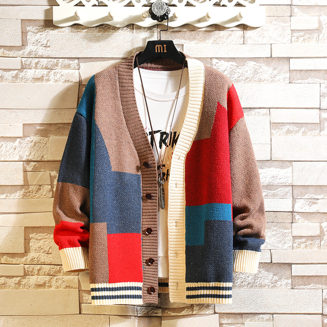 Comfortable Mens Crew Neck Knitted Cardigan Sweater - ModishWorld