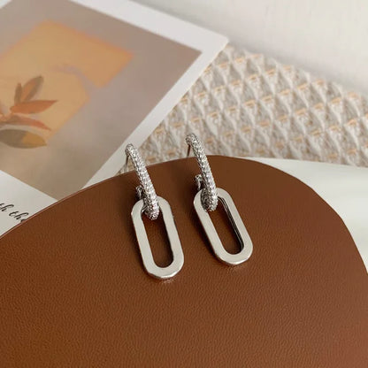 Zirconia Two-Link Chain Earrings
 - ModishWorld