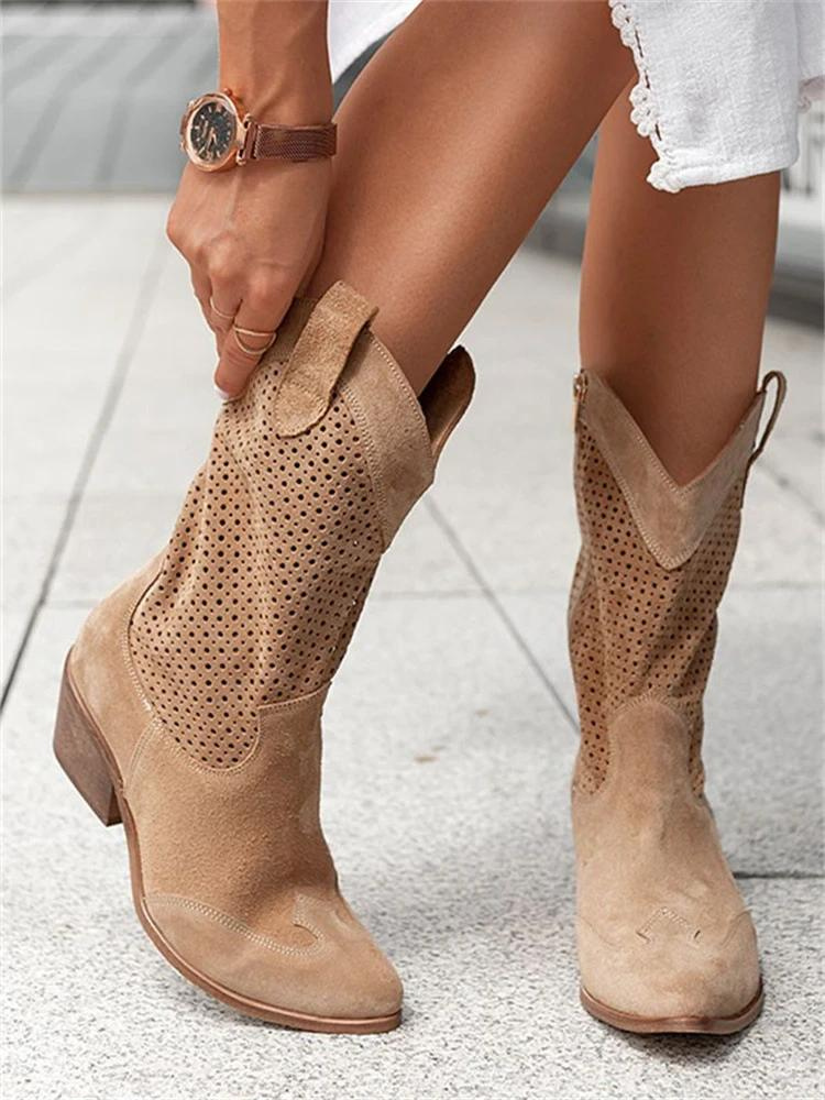 Comfortable Western Style Ankle Boots