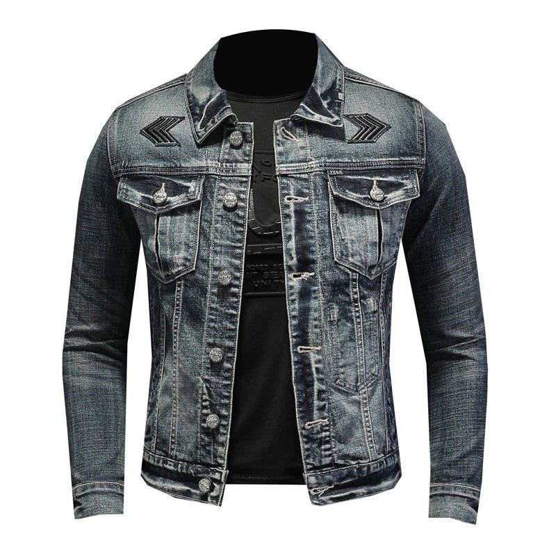 Dark Wash Faded Men's Denim Jacket - ModishWorld