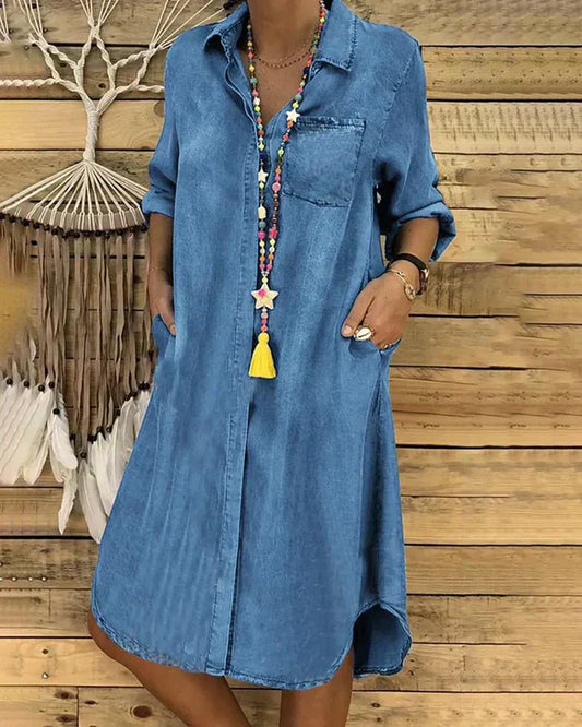Classic Blue Jeans Dress for Ladies - ModishWorld