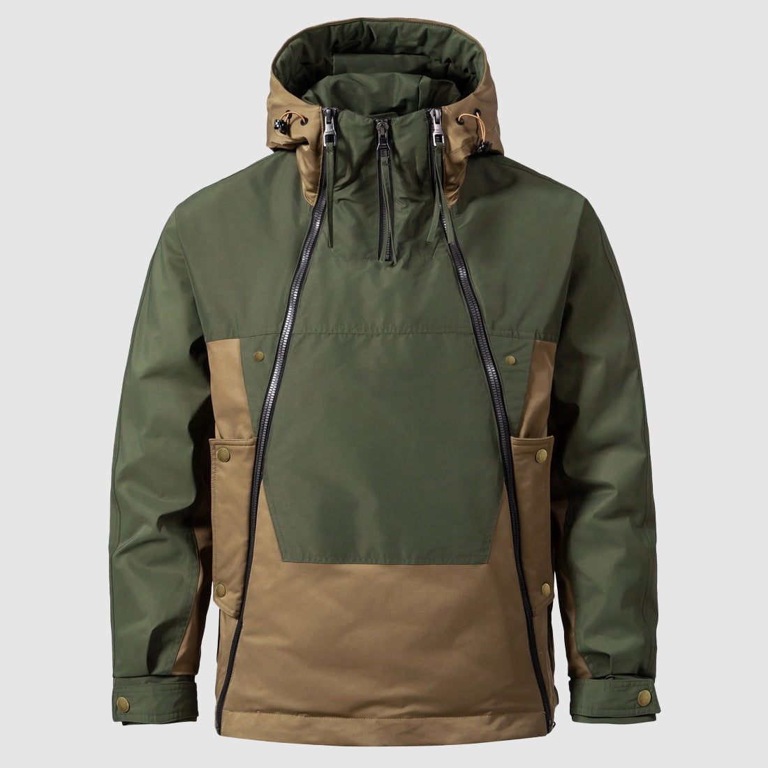 Waterproof Men's Jacket with Hood and Zip Front