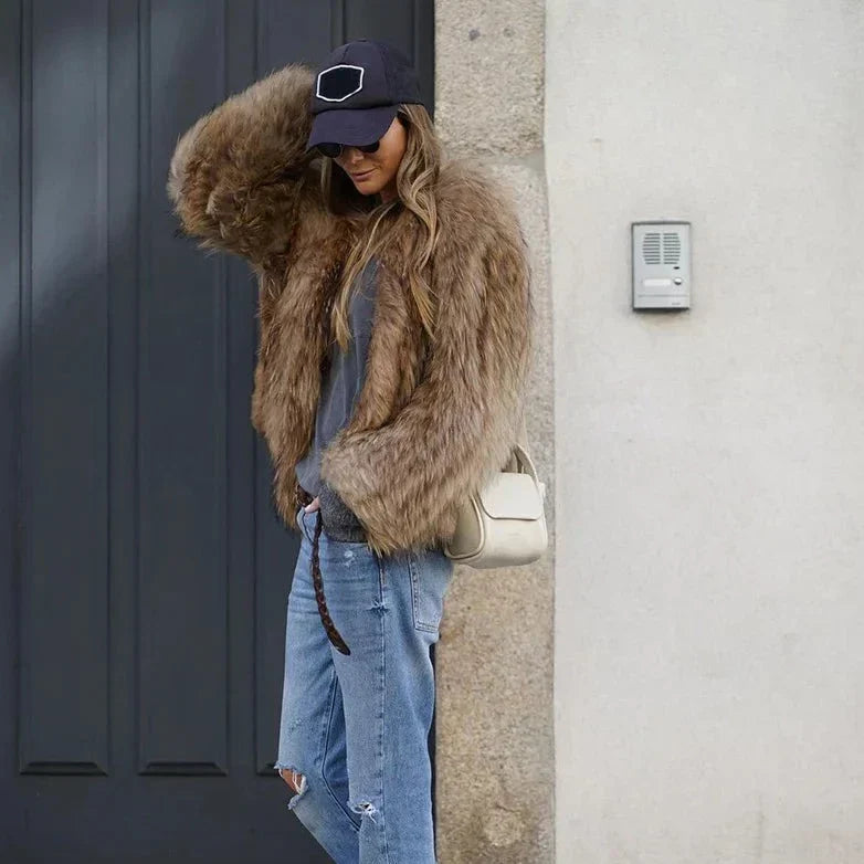 Warm Fuzzy Long Sleeve Women's Parka Coat - ModishWorld
