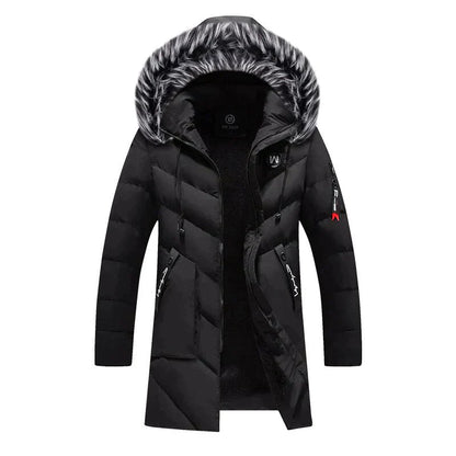 Warm Men's Parka Coat - Faux Fur Hooded Jacket