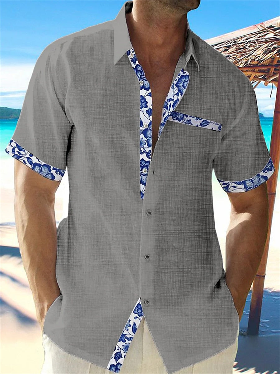 Classic Cotton Shirt with Patterned Details for Men
