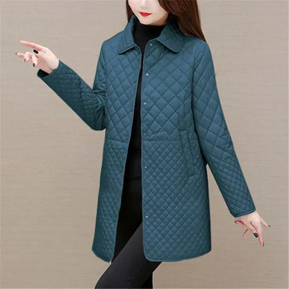 Ladies' Padded Coat - Detachable Hood with Button Closure