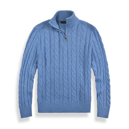 Warm Cable Knit Quarter Zip Sweater for Men