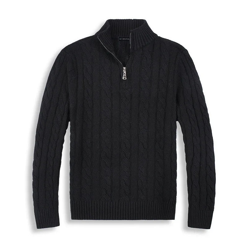 Warm Cable Knit Quarter Zip Sweater for Men