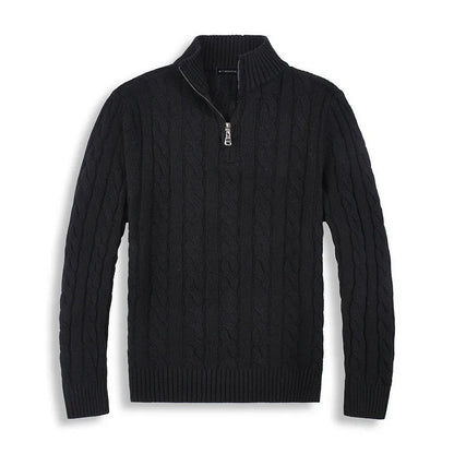 Warm Cable Knit Quarter Zip Sweater for Men