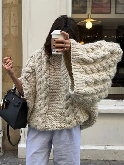 Women's Cozy Long Sweater - Soft Cable Knit Style