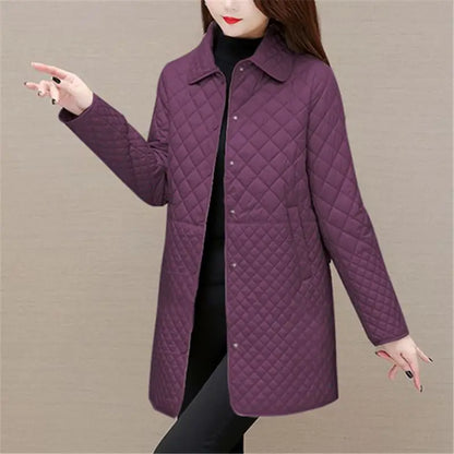 Ladies' Padded Coat - Detachable Hood with Button Closure