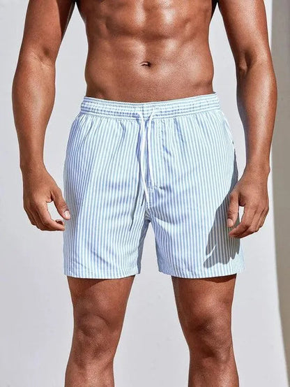 Moisture Wicking Mens Stripe Beach Shorts - ModishWorld