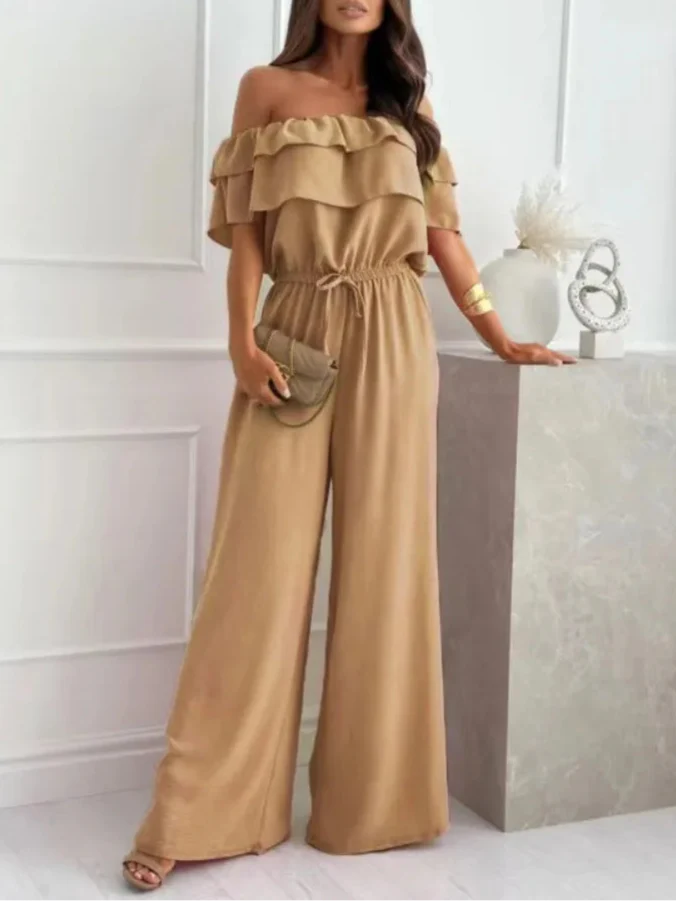 Fashionable Ruffled Waist Jumpsuit for Ladies