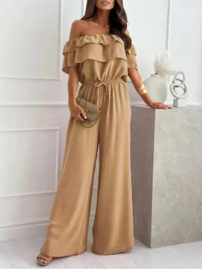Fashionable Ruffled Waist Jumpsuit for Ladies